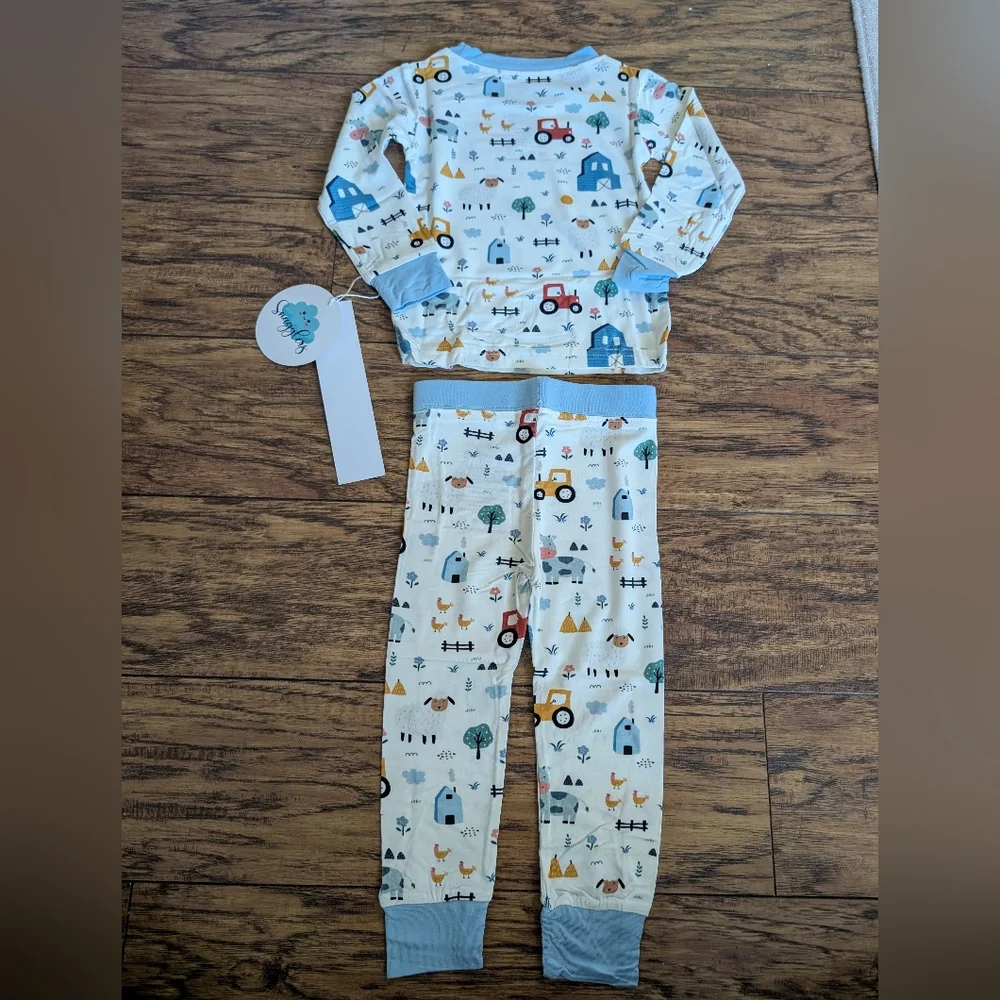 NWT‎ Bamboo Farm Print Long Sleeve 2 Piece Pajama Set
